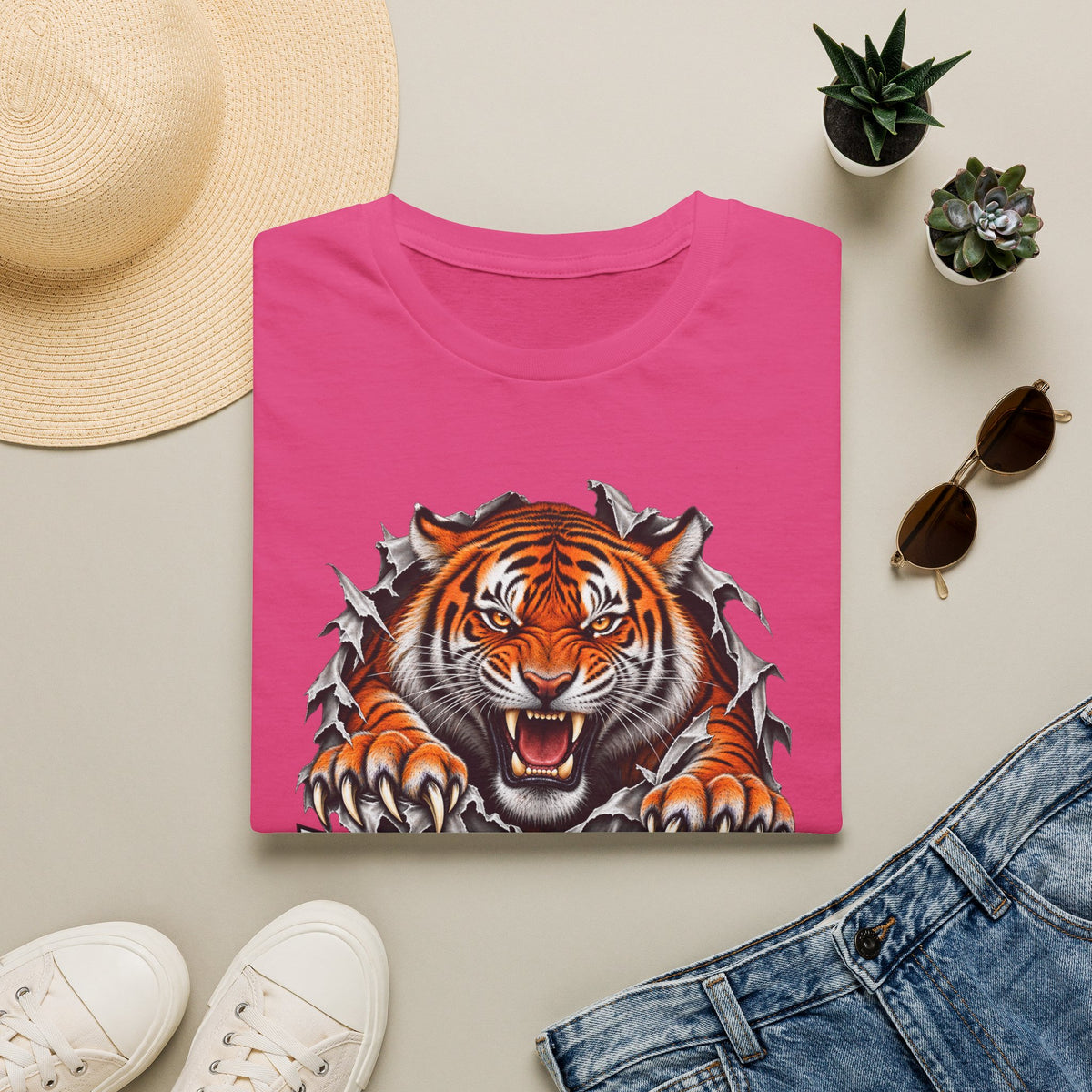 Tiger Graphic T-Shirt — "Who Dey!" Fierce Roaring Design