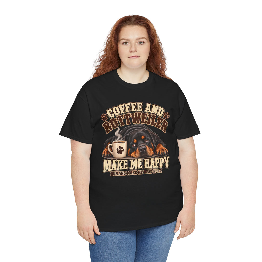 Coffee and Rottweiler Tee — "Coffee and Rottweiler Make Me Happy" Dog Lover Shirt