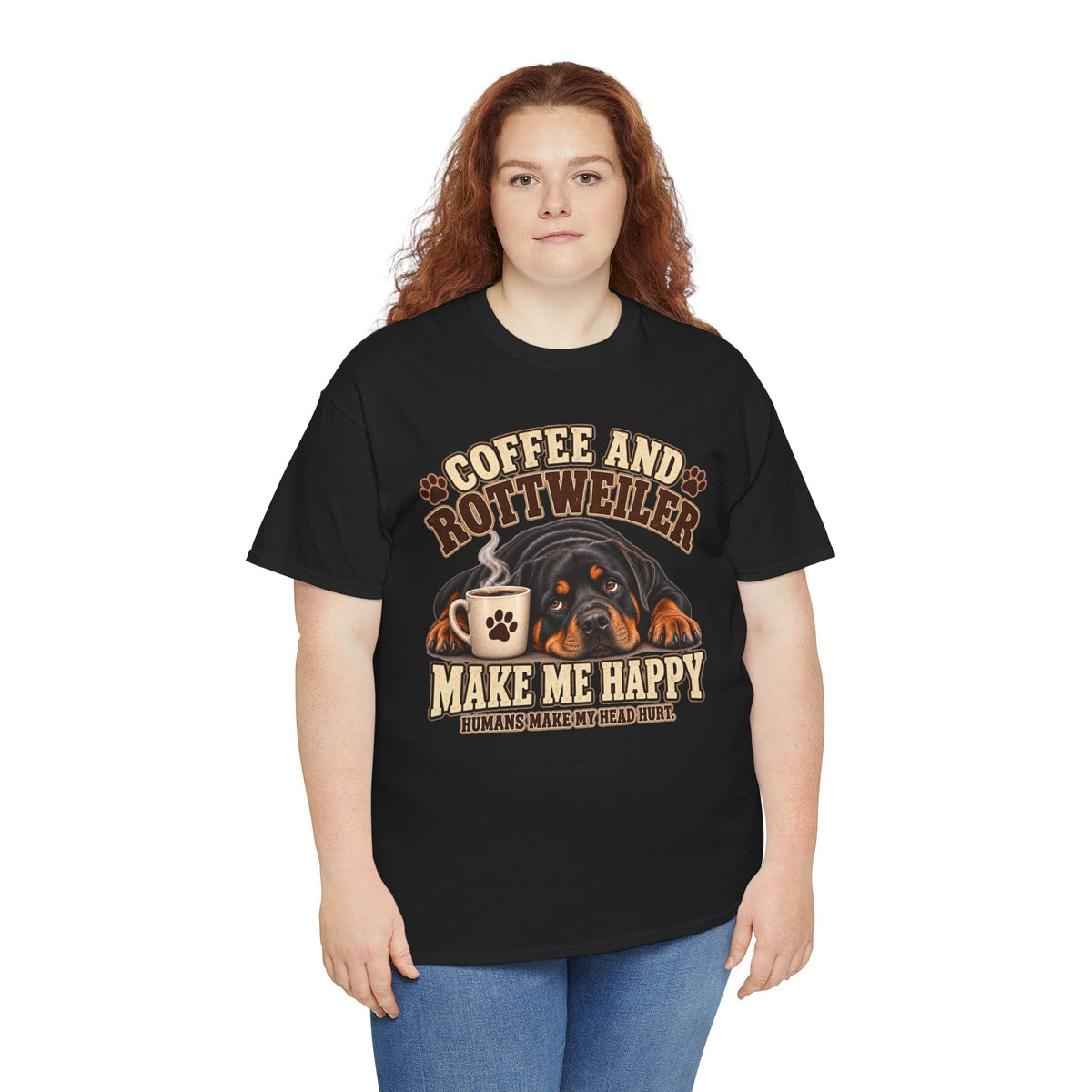 Coffee and Rottweiler Tee — "Coffee and Rottweiler Make Me Happy" Dog Lover Shirt