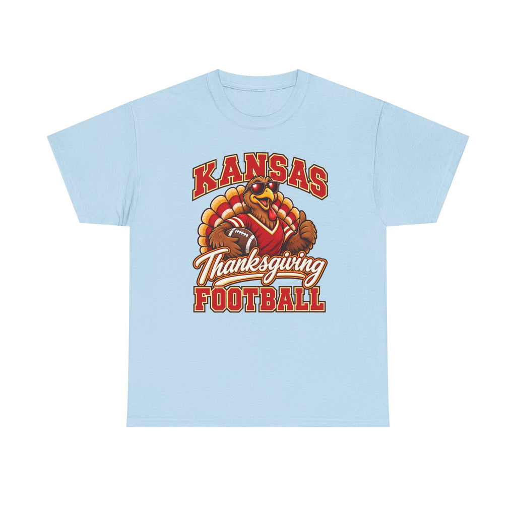 Kansas Thanksgiving Football T‑Shirt — Turkey Mascot Holiday Game Tee
