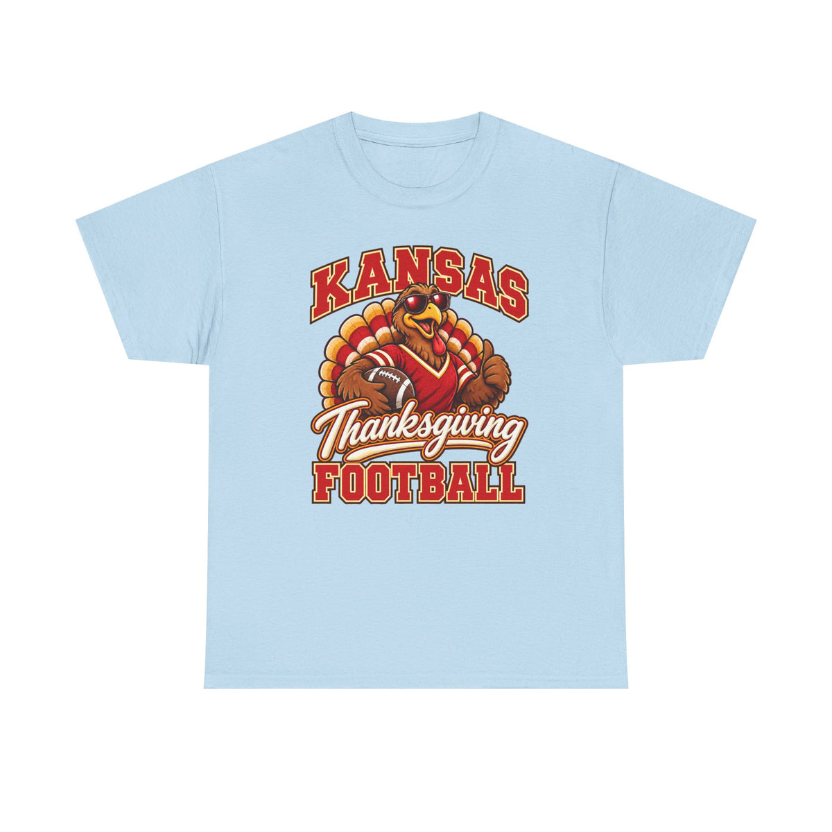 Kansas Thanksgiving Football T‑Shirt — Turkey Mascot Holiday Game Tee