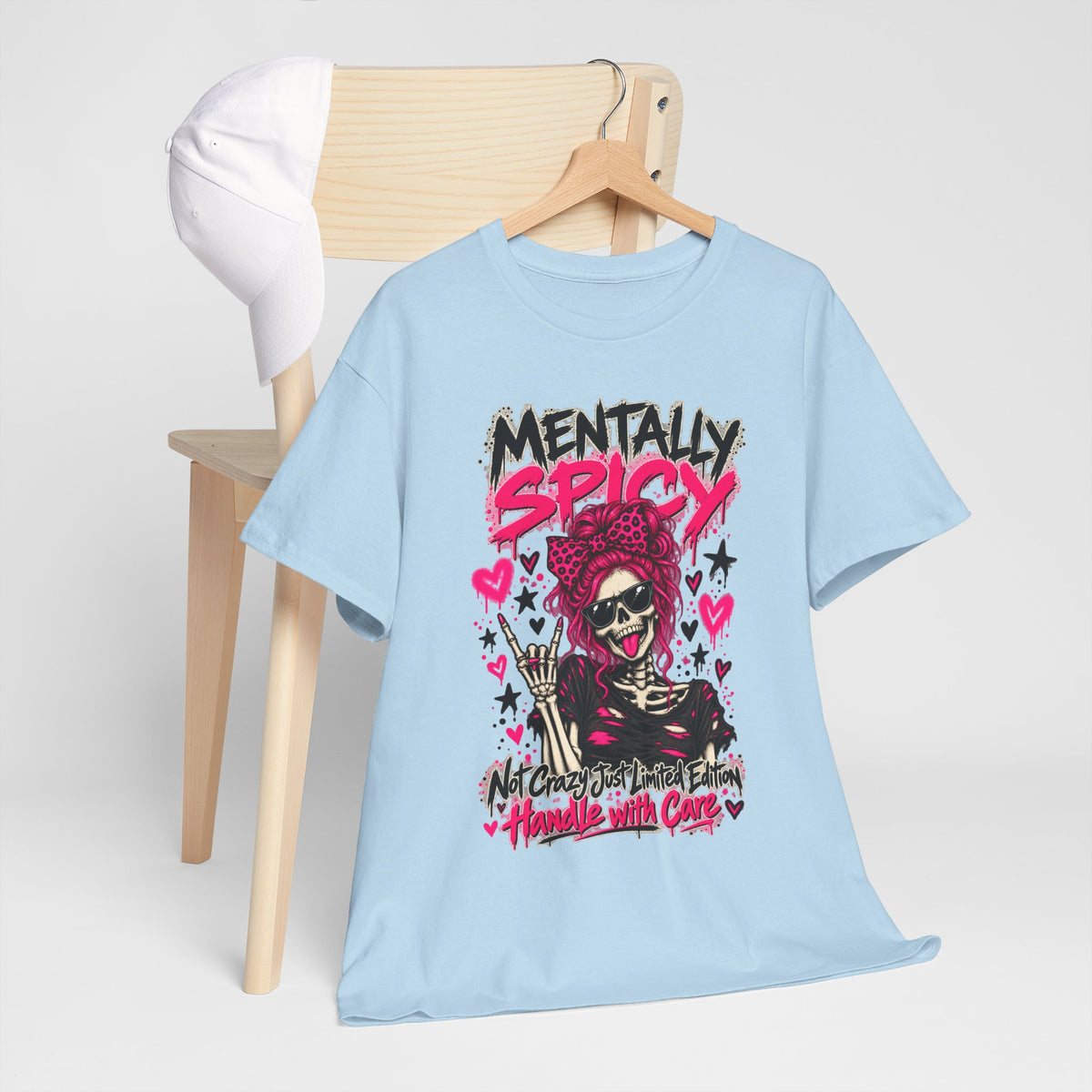 Mentally Spicy Skeleton Graphic T-Shirt