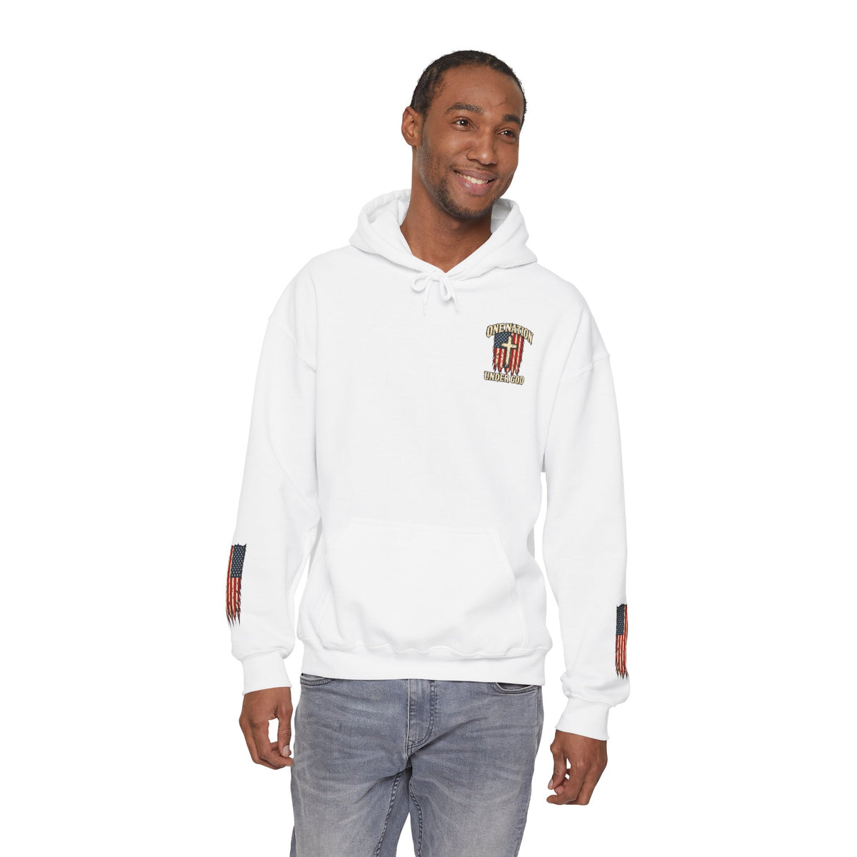 One Nation Under God Patriotic Cross Hoodie