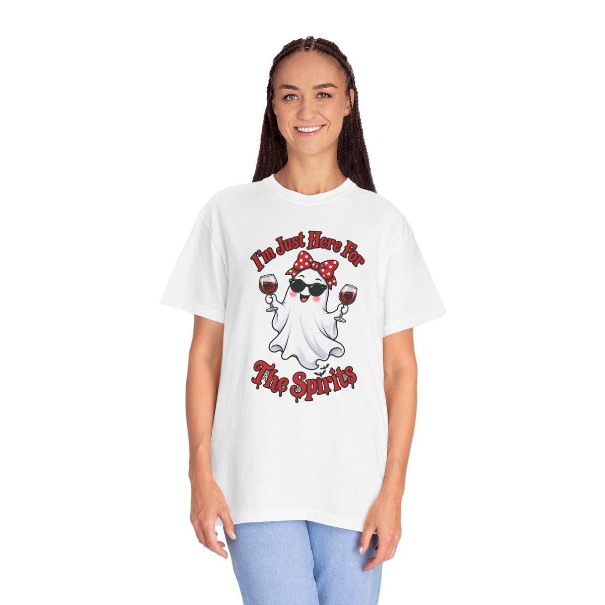 Wine Ghost T-Shirt — "I'm Just Here For The Spirits" Halloween Tee