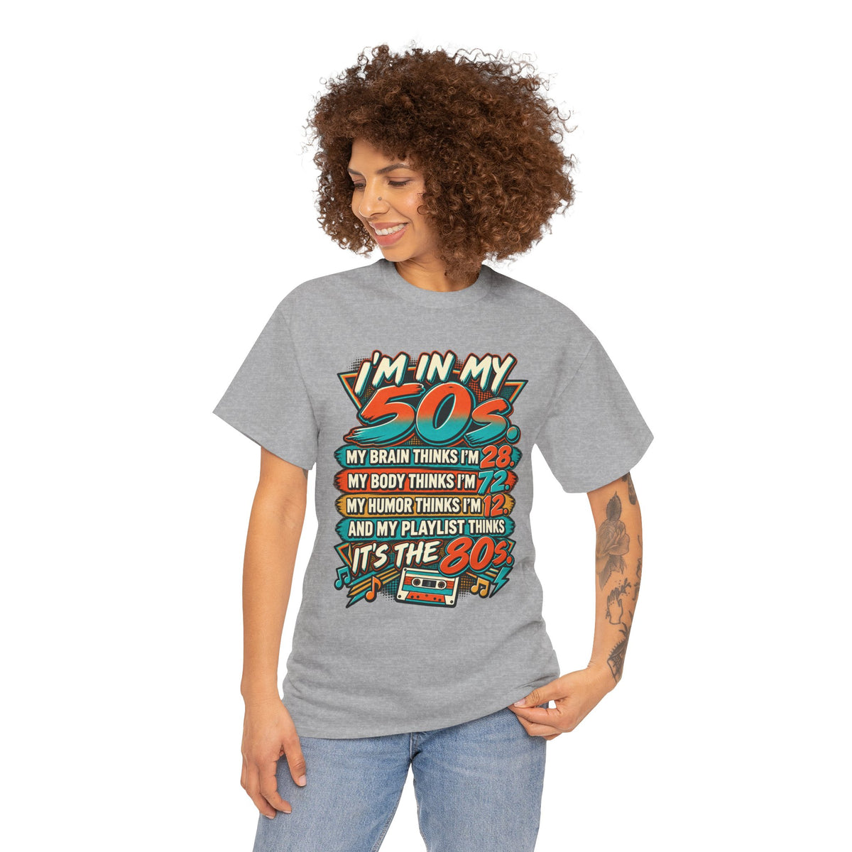 Retro 50s Birthday T‑Shirt — "I'm in My 50s" 80s Playlist Cassette Tee