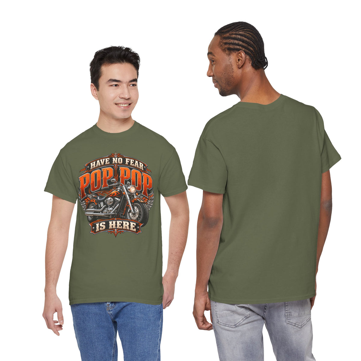 Pop Pop Is Here Motorcycle Dad T-Shirt
