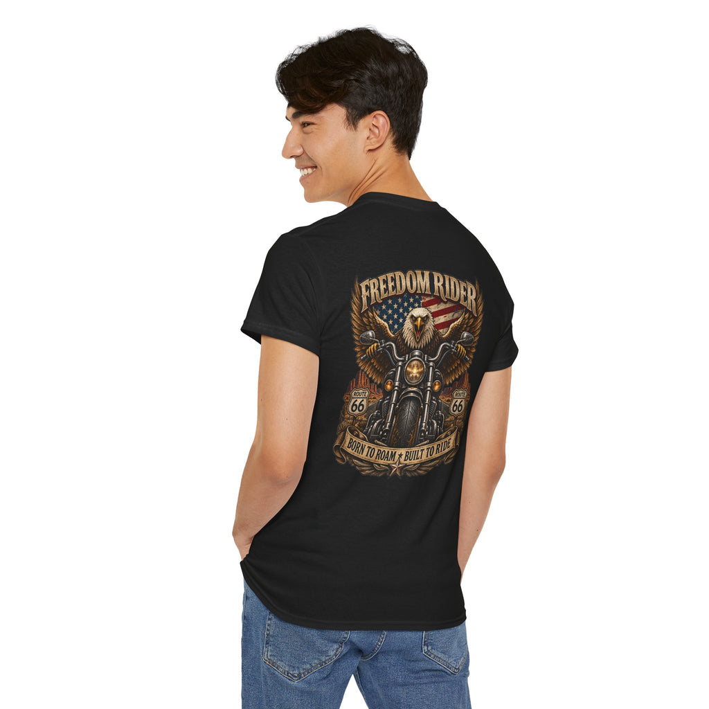 Freedom Rider Motorcycle T‑Shirt — Born to Roam Vintage Biker Tee