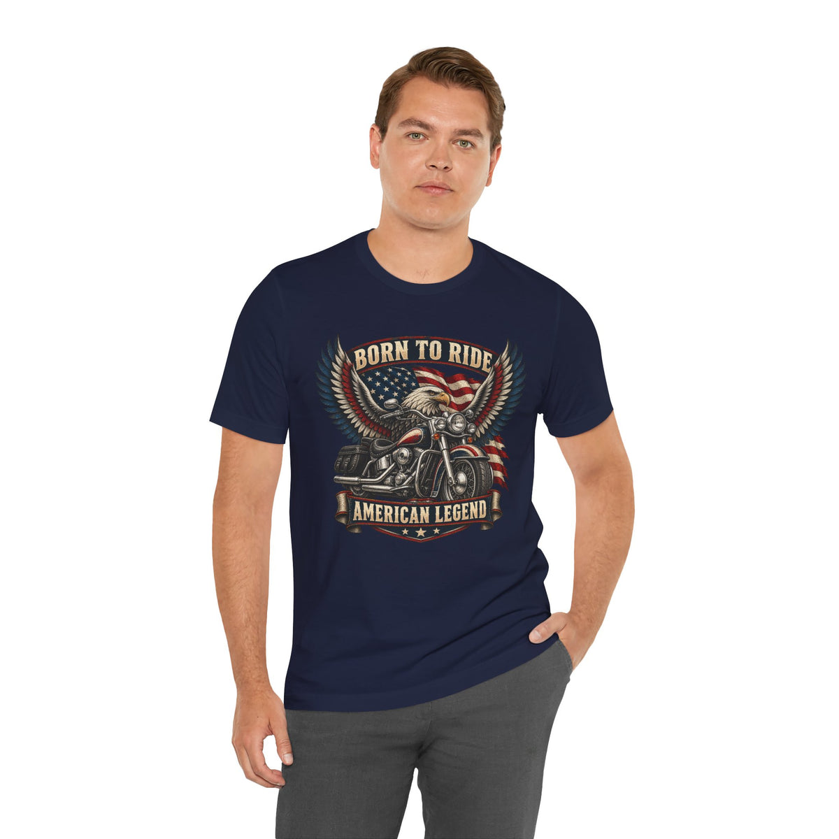 Born to Ride Eagle Motorcycle Tee — American Legend Patriotic T-Shirt