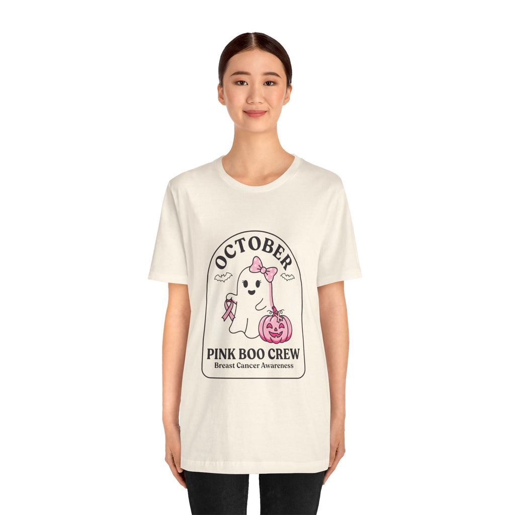 October Pink Boo Crew Tee — Breast Cancer Awareness Ghost T-Shirt
