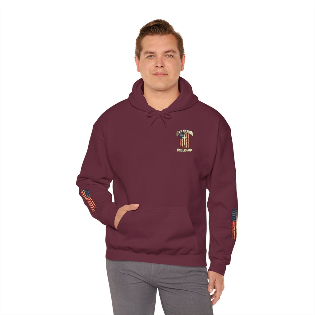 One Nation Under God Patriotic Cross Hoodie