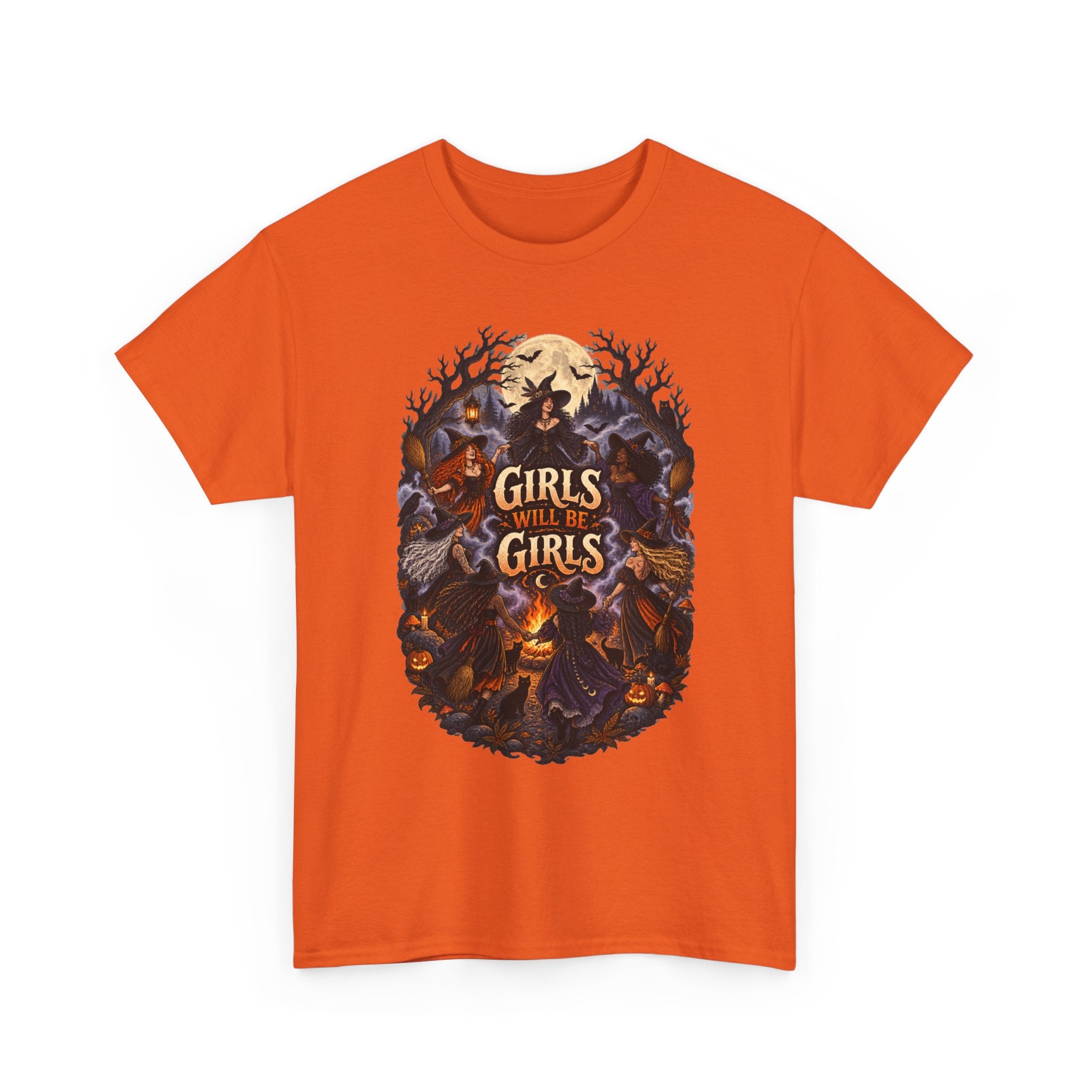 Girls Will Be Girls T-Shirt — Witchy Campfire Illustration Tee