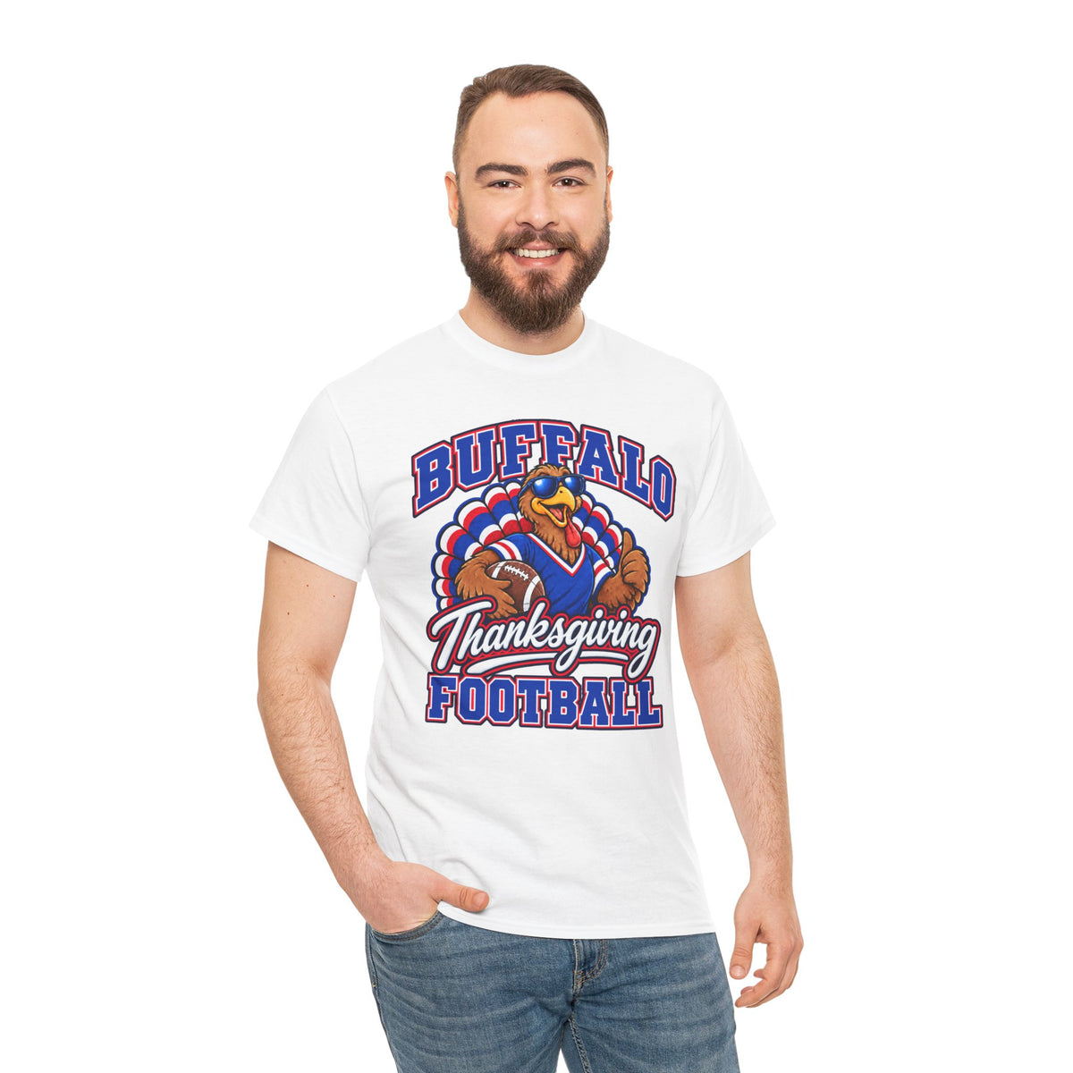 Buffalo Thanksgiving Football T-Shirt — Turkey Mascot Game Day Tee