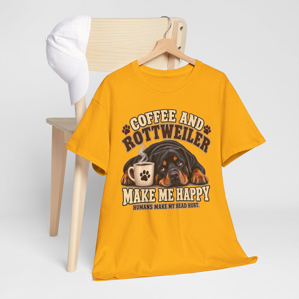 Coffee and Rottweiler Tee — "Coffee and Rottweiler Make Me Happy" Dog Lover Shirt