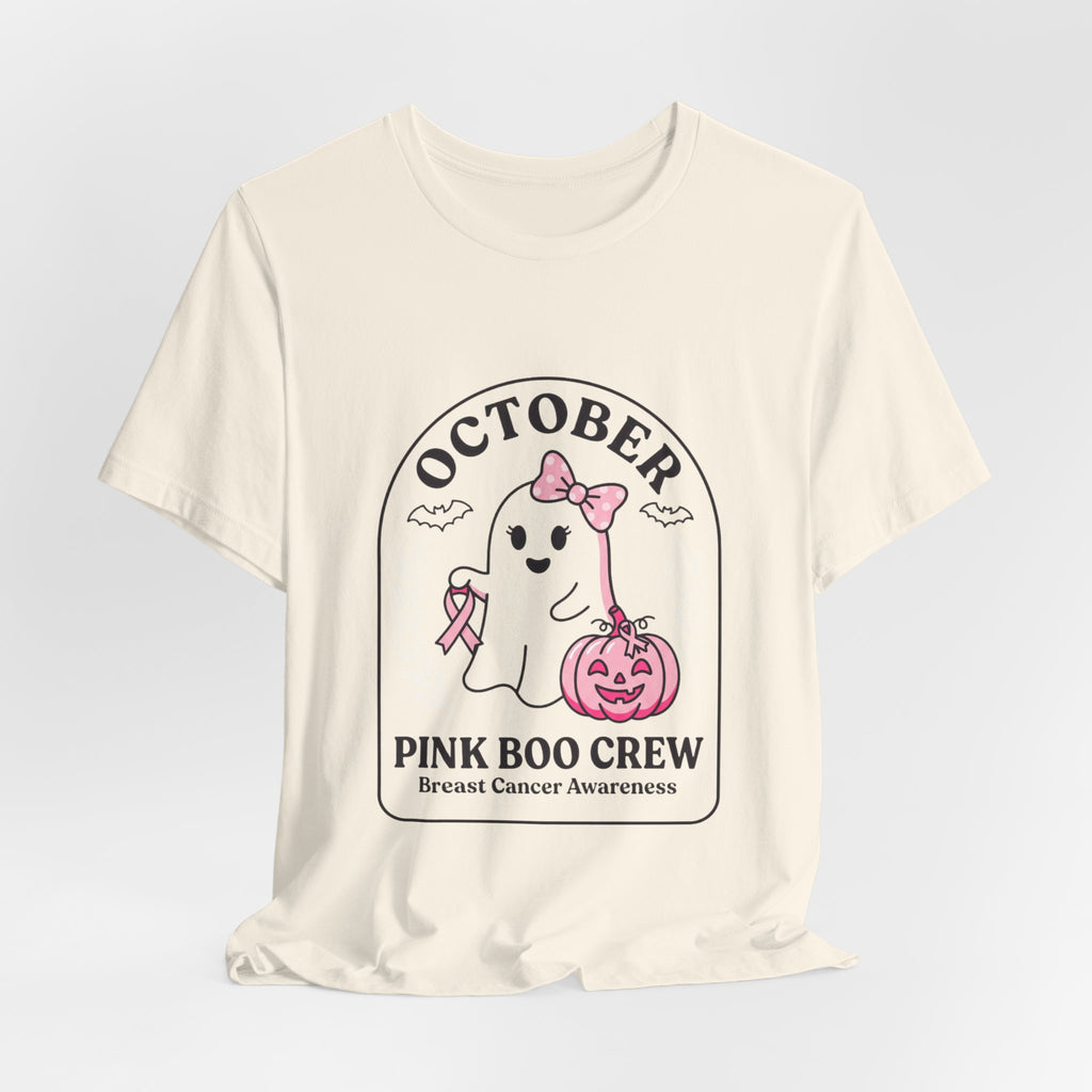 October Pink Boo Crew Tee — Breast Cancer Awareness Ghost T-Shirt