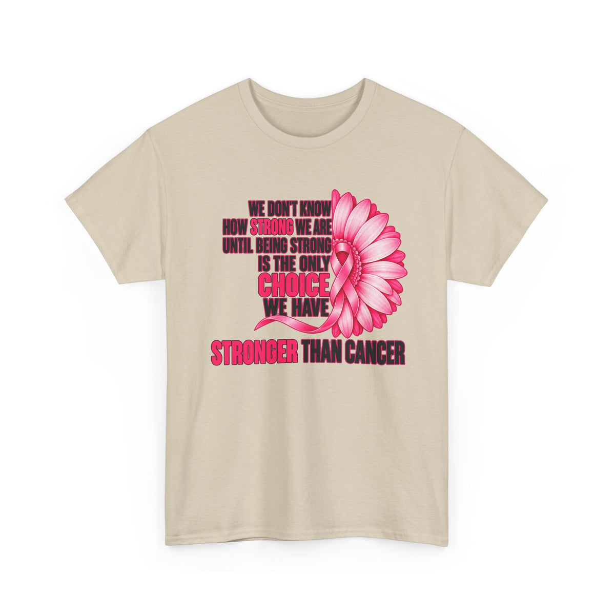Breast Cancer Awareness T-Shirt - "Stronger Than Cancer" Floral Support Tee