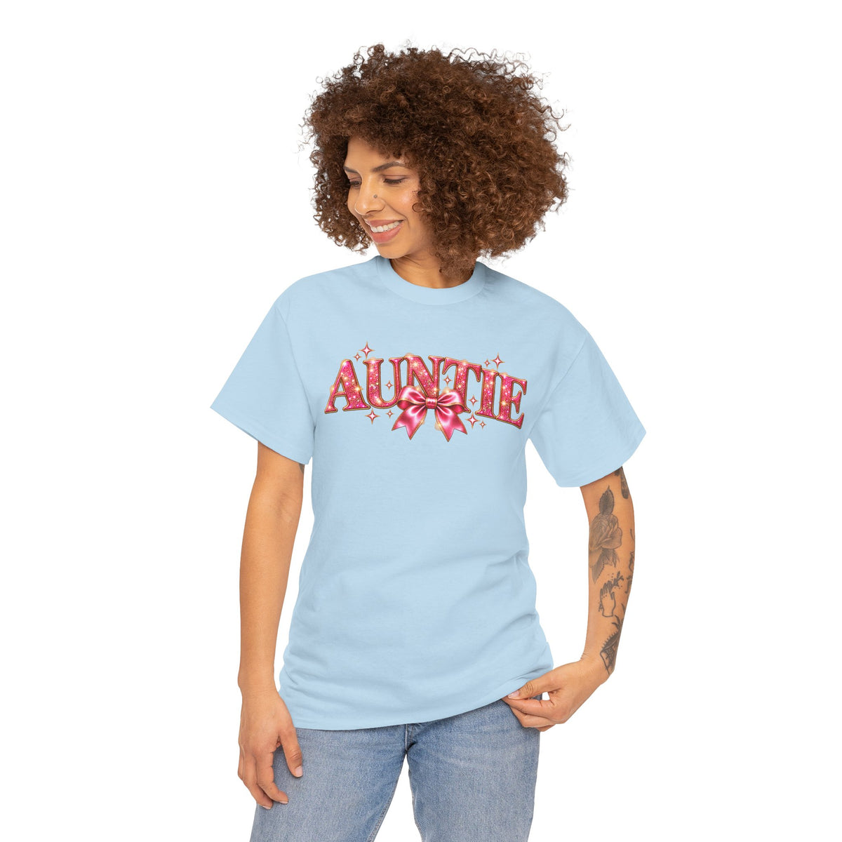 Auntie Graphic T-Shirt | Pink Bow Design
