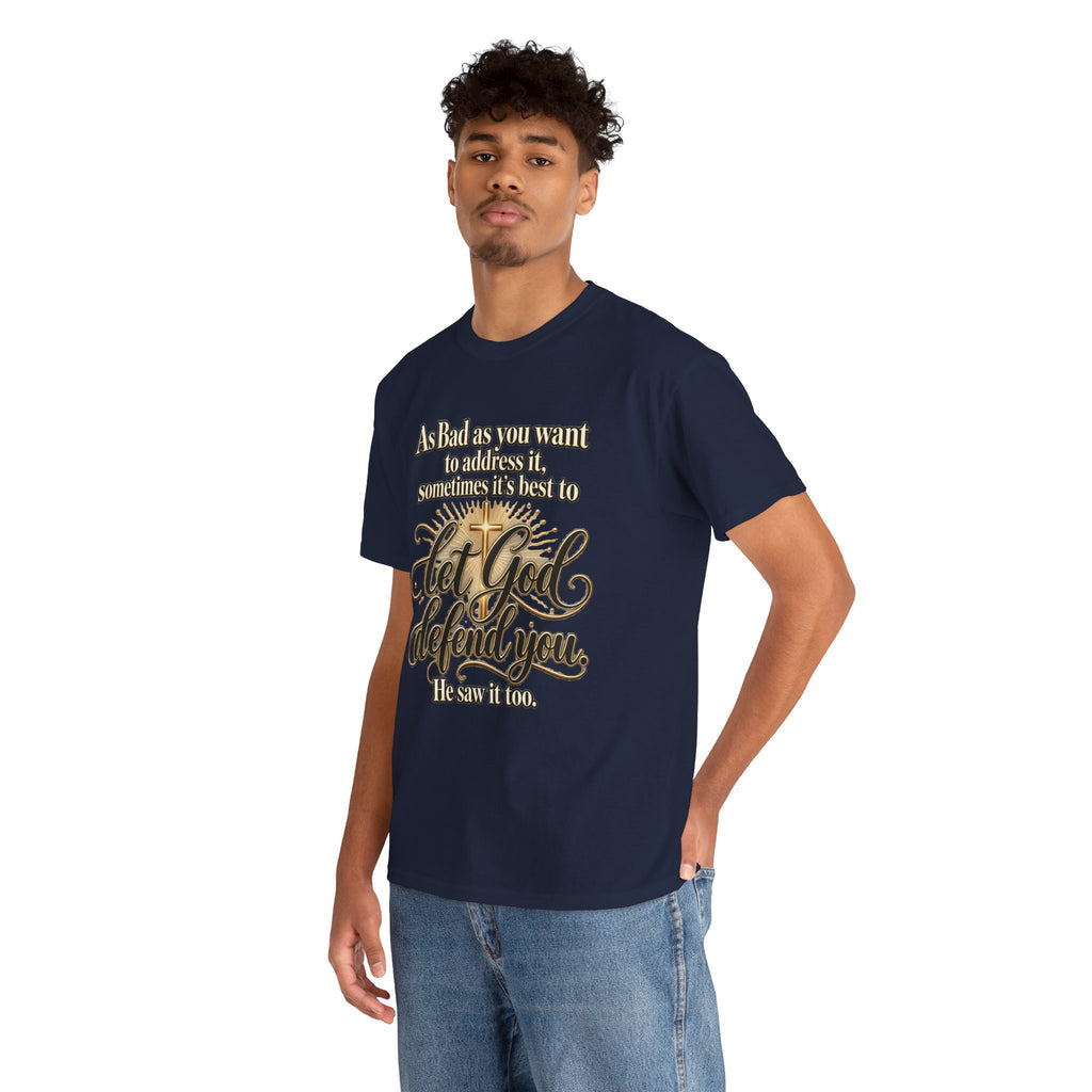 Let God Defend You Inspirational Christian T-Shirt