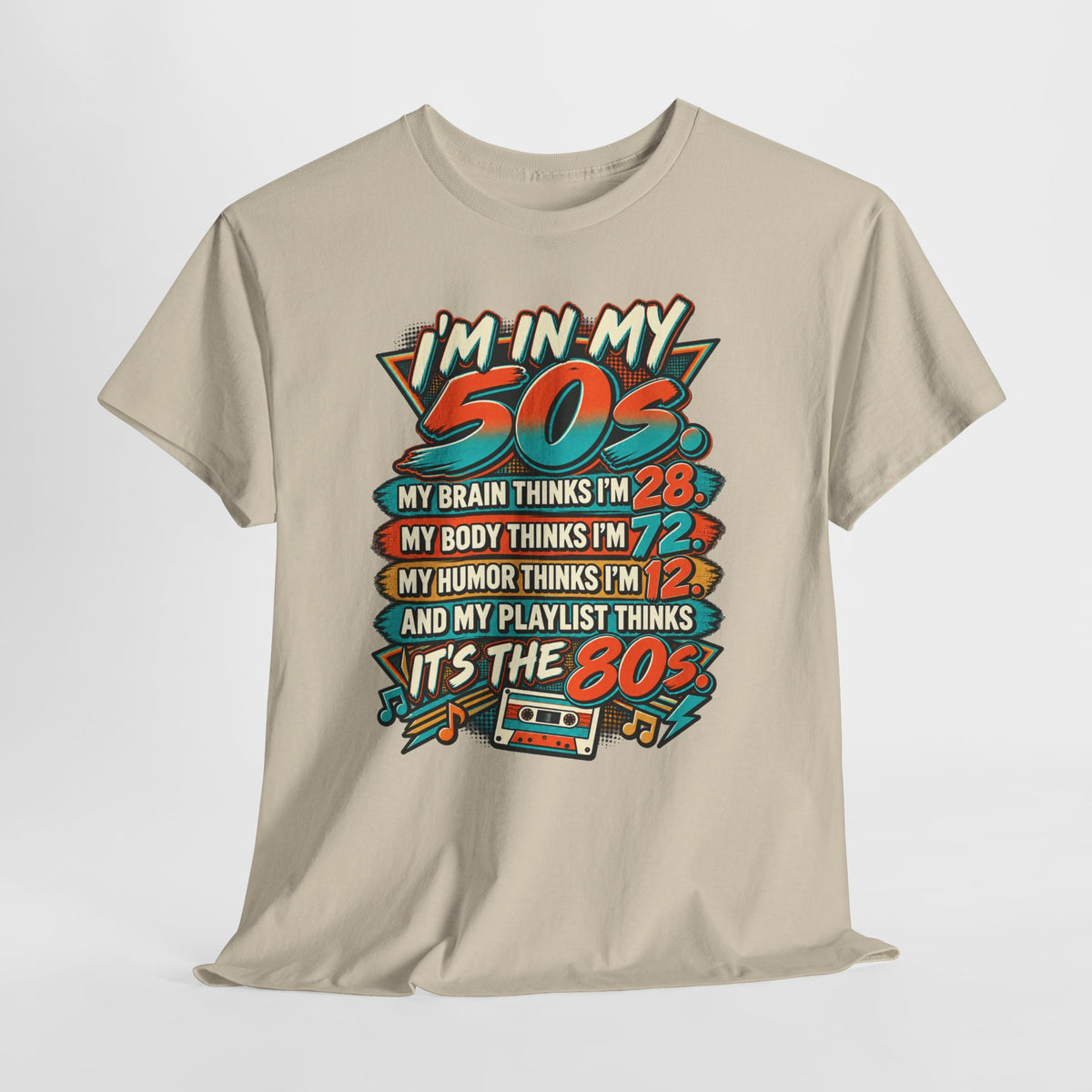 Retro 50s Birthday T‑Shirt — "I'm in My 50s" 80s Playlist Cassette Tee
