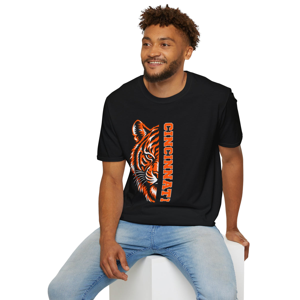 Cincinnati Tiger Head Vertical Graphic T-Shirt