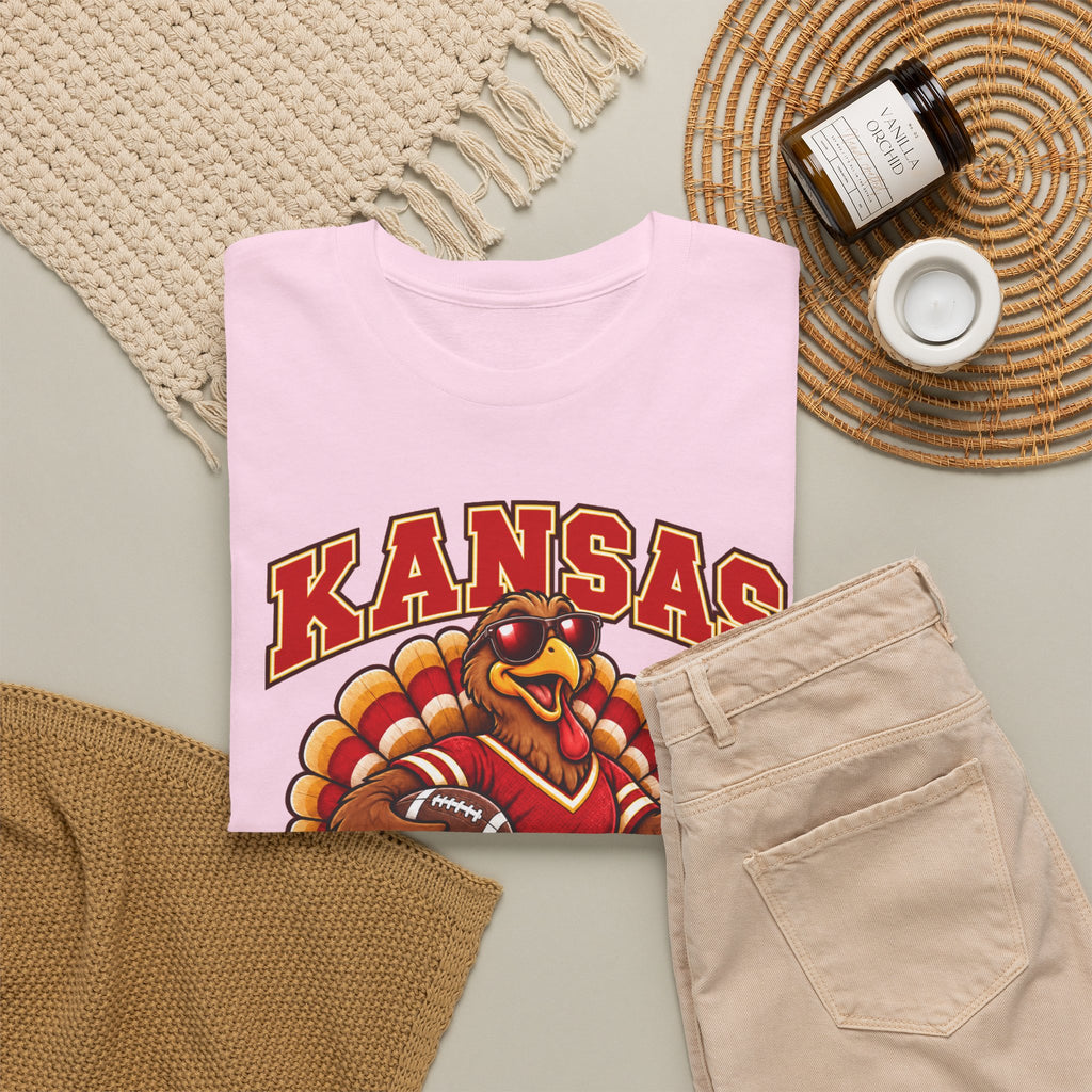 Kansas Thanksgiving Football T‑Shirt — Turkey Mascot Holiday Game Tee