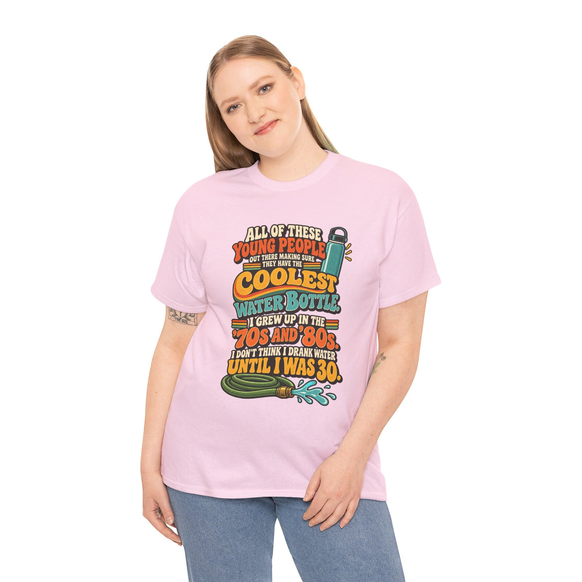 Retro 70s-80s Funny Water Bottle Tee — "Coolest Water Bottle" Graphic T-Shirt
