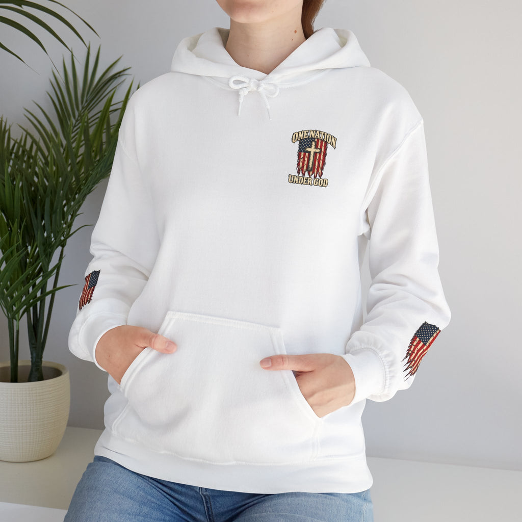 One Nation Under God Patriotic Cross Hoodie