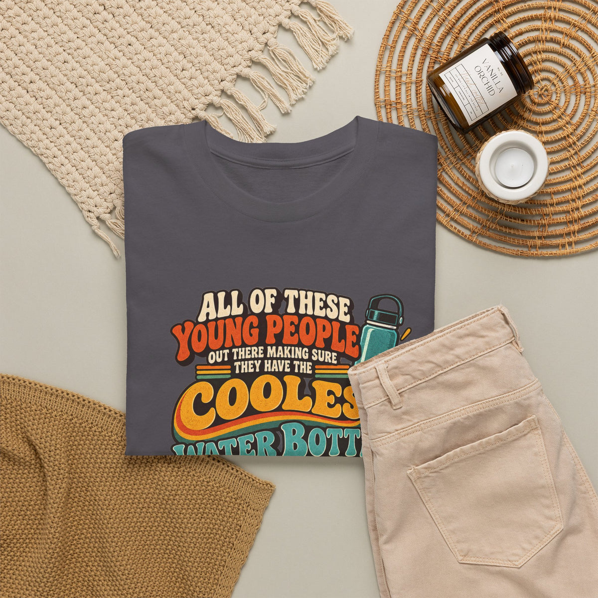 Retro 70s-80s Funny Water Bottle Tee — "Coolest Water Bottle" Graphic T-Shirt