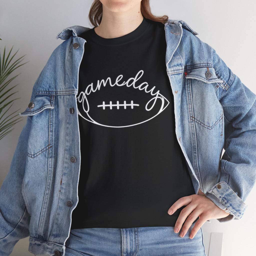 Gameday Football Tee — 'gameday' Script Football Graphic T-Shirt