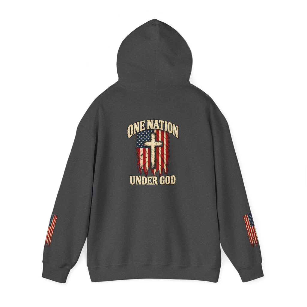 One Nation Under God Patriotic Cross Hoodie