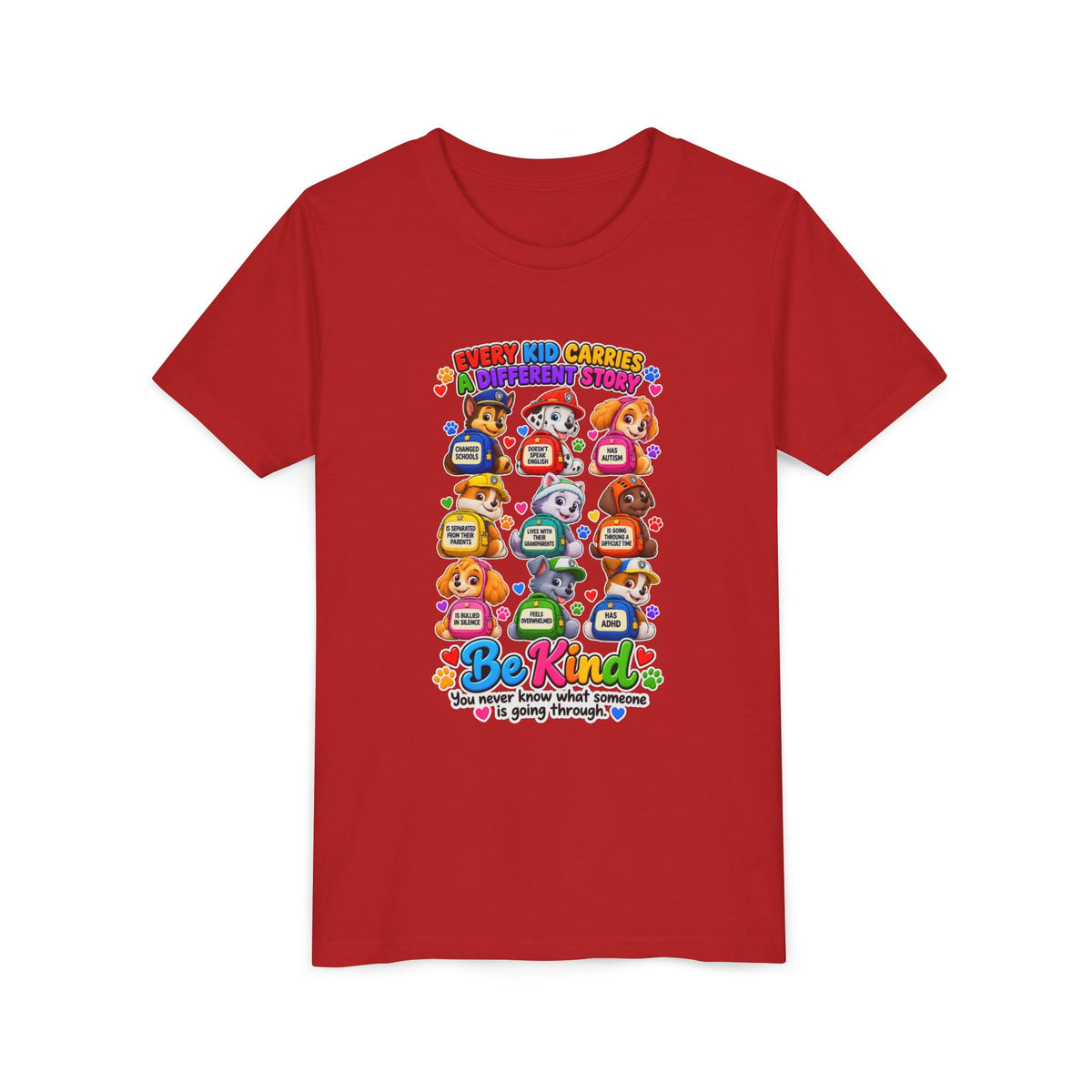 Be Kind Youth Short Sleeve Tee – Colorful Cartoon Character Shirt