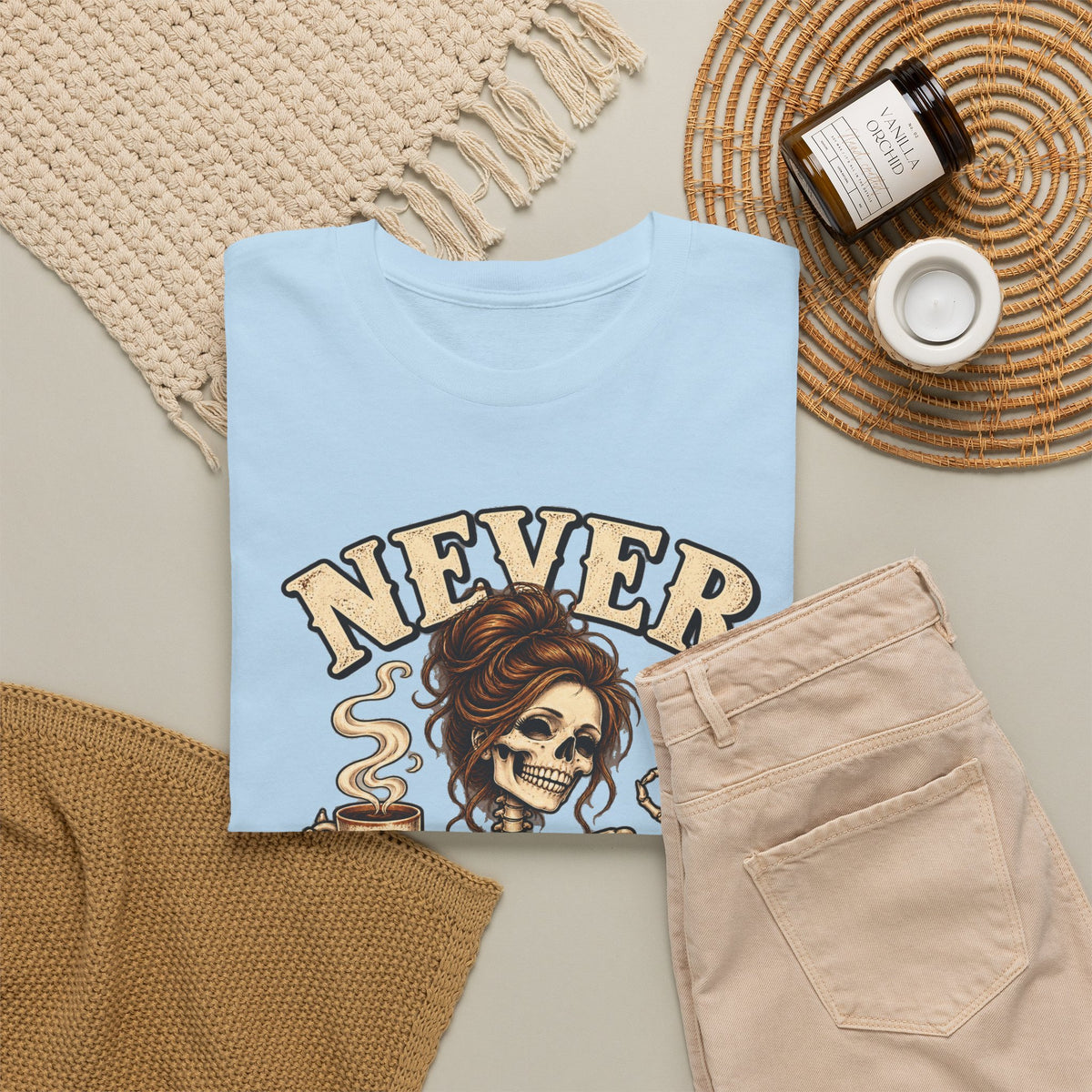 Never Better Skeleton Coffee Graphic Tee