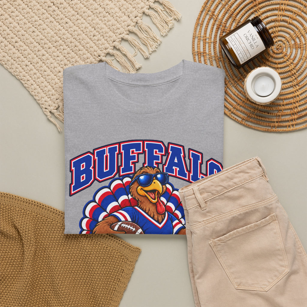 Buffalo Thanksgiving Football T-Shirt — Turkey Mascot Game Day Tee