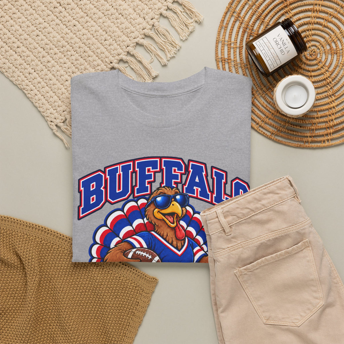 Buffalo Thanksgiving Football T-Shirt — Turkey Mascot Game Day Tee