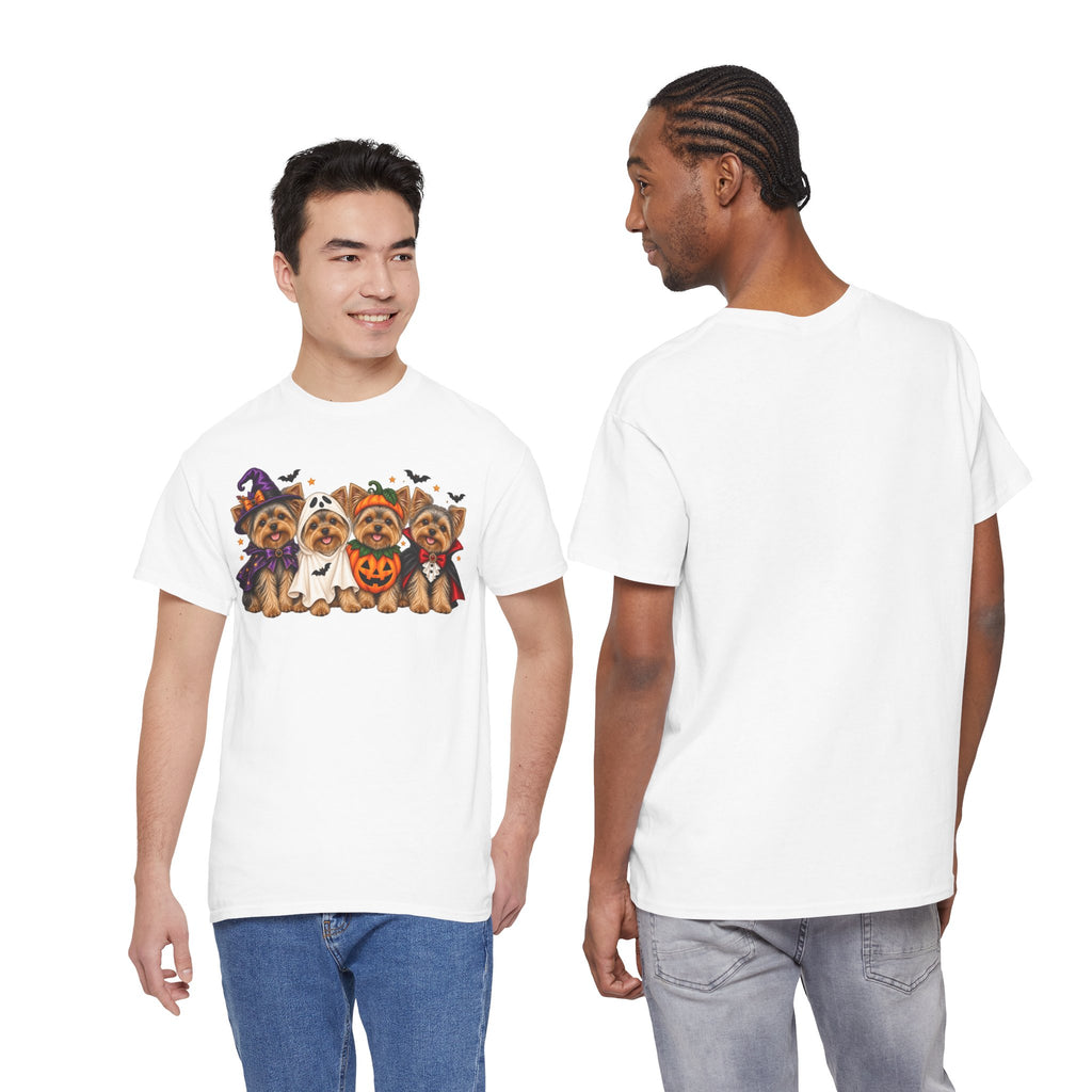 Halloween Yorkie T-Shirt — Cute Yorkies in Costumes (Pumpkin, Ghost, Witch, Vampire)