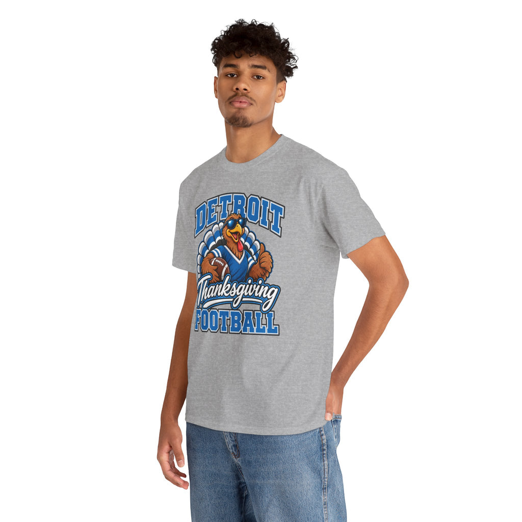 Detroit Thanksgiving Football Tee — Turkey Mascot Game Day Shirt
