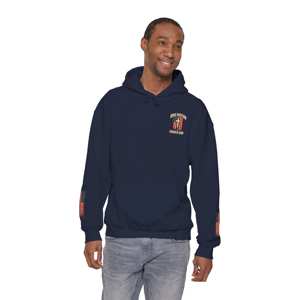 One Nation Under God Patriotic Cross Hoodie