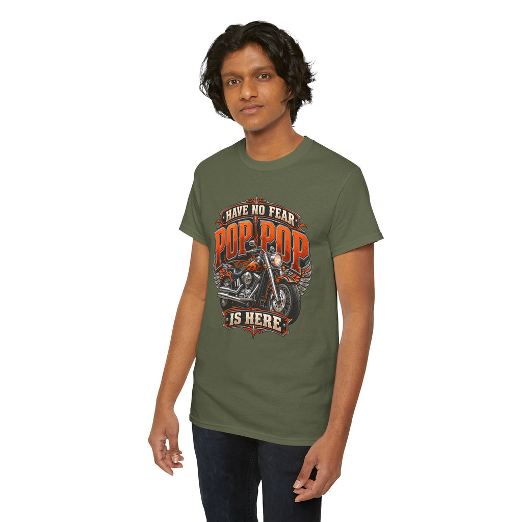 Pop Pop Is Here Motorcycle Dad T-Shirt