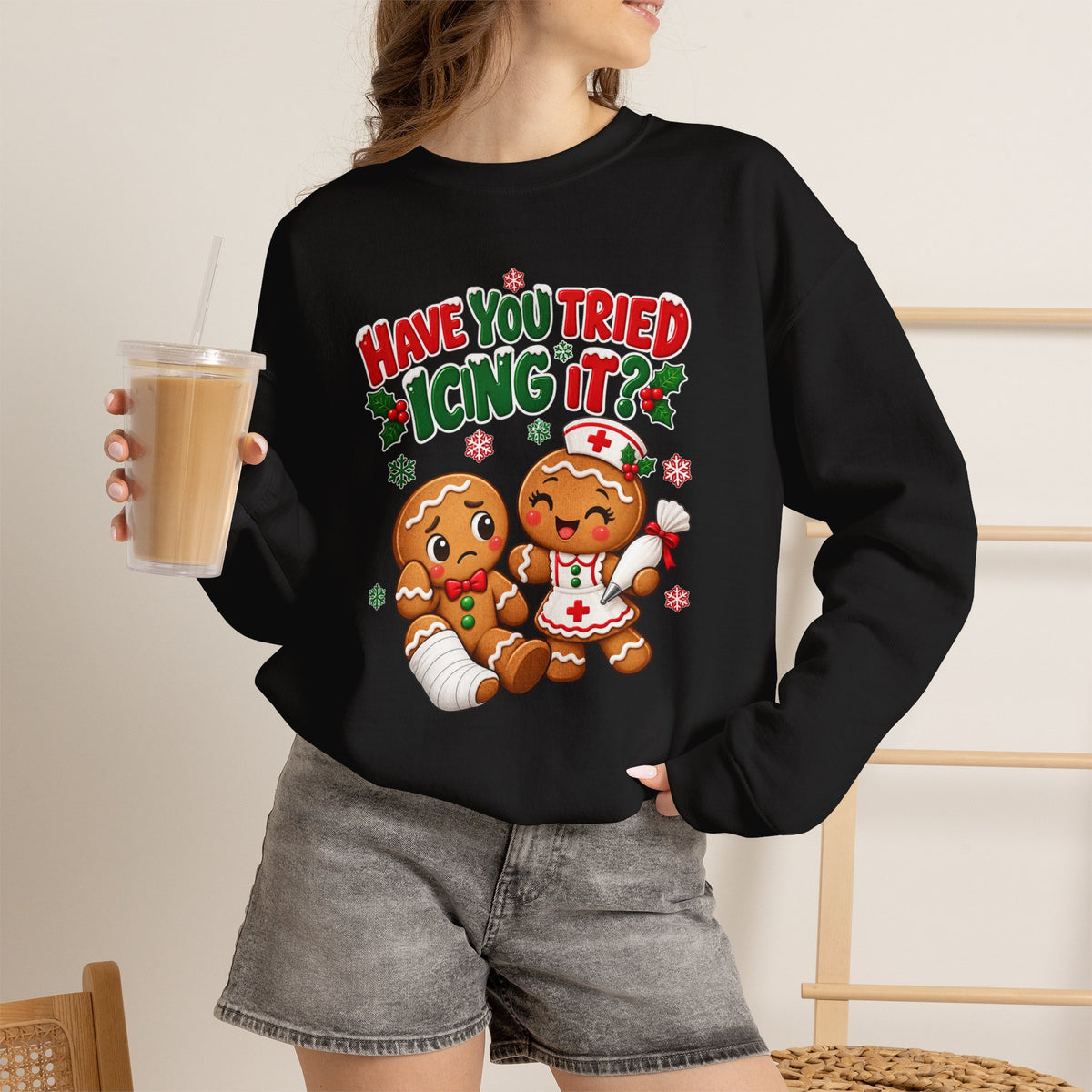 Have You Tried Icing It? Gingerbread Couple Christmas Sweatshirt