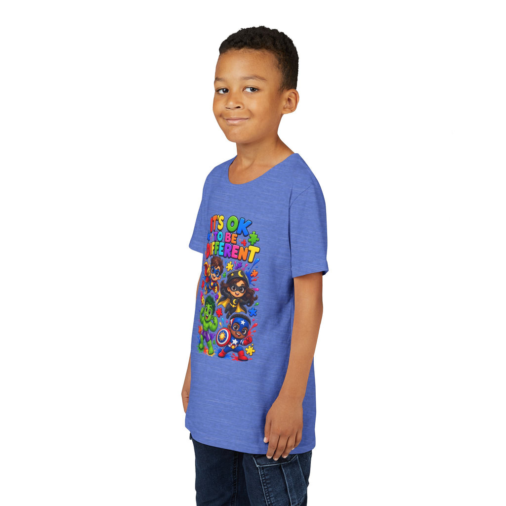 Kids T-Shirt — "It's OK to Be Different" Colorful Superhero Diversity Tee