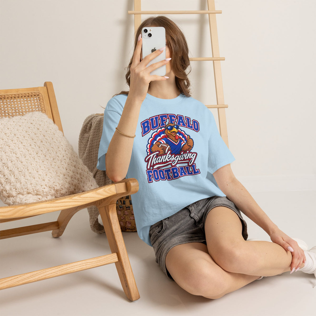 Buffalo Thanksgiving Football T-Shirt — Turkey Mascot Game Day Tee