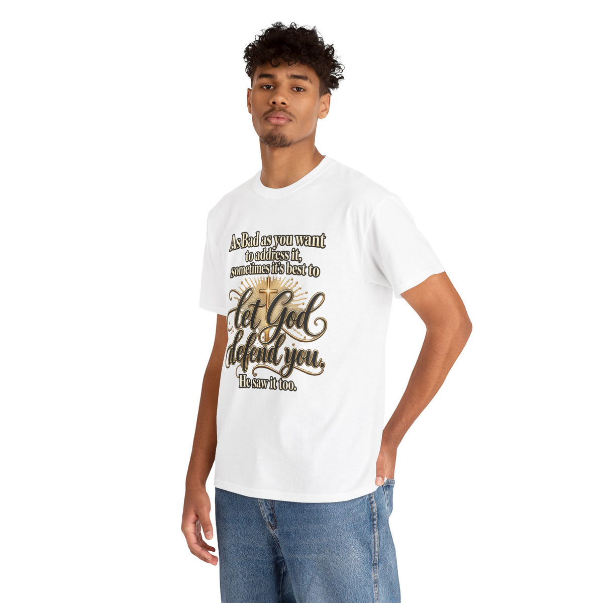 Let God Defend You Inspirational Christian T-Shirt