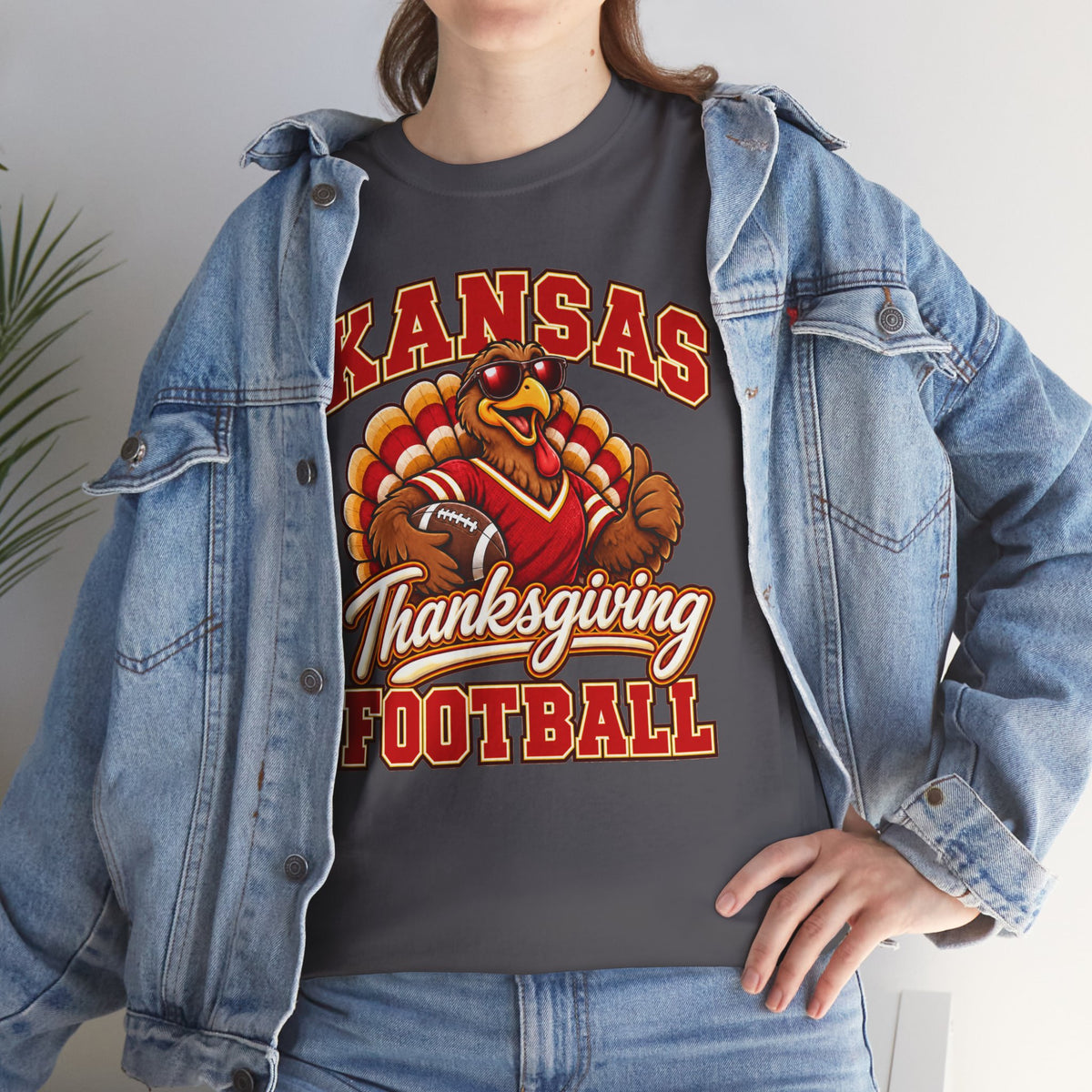 Kansas Thanksgiving Football T‑Shirt — Turkey Mascot Holiday Game Tee