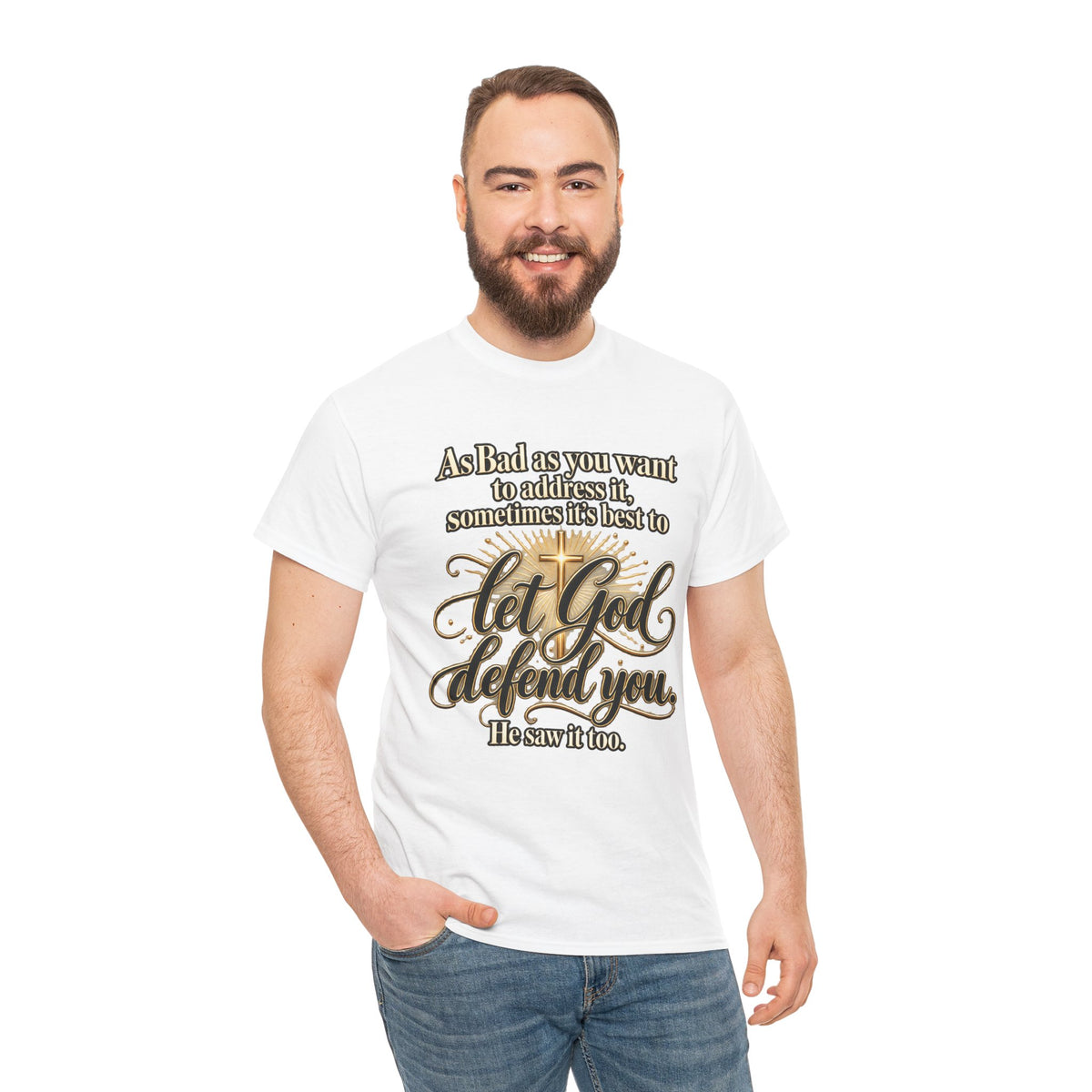 Let God Defend You Inspirational Christian T-Shirt