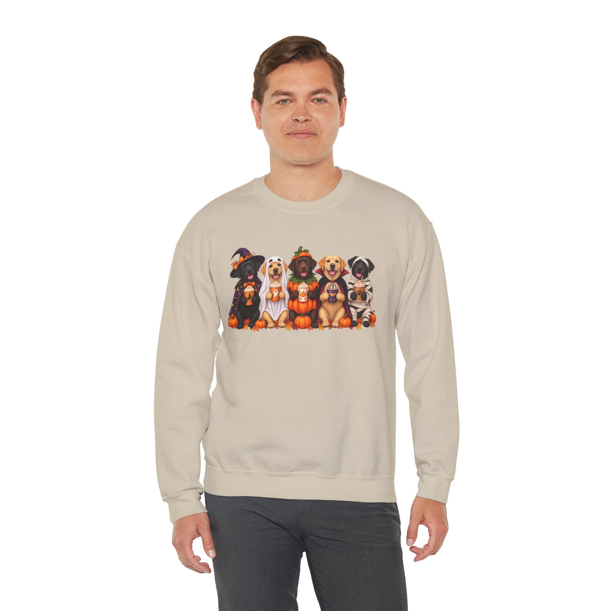 Halloween Dogs Crewneck Sweatshirt — Cute Puppies in Costumes Fall Pullover