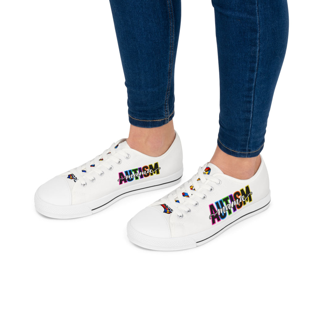 Low Top Sneakers — "Autism Mama" Multicolor Graphic