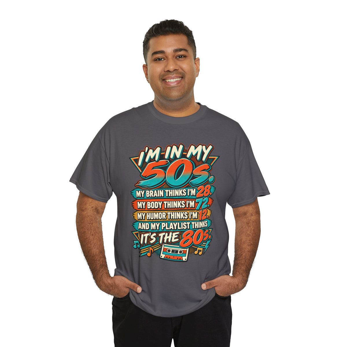Retro 50s Birthday T‑Shirt — "I'm in My 50s" 80s Playlist Cassette Tee