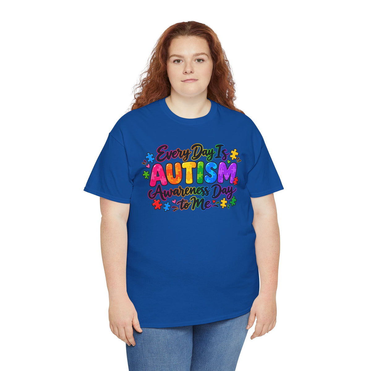 Autism Awareness T-Shirt — "Every Day Is Autism Awareness Day to Me" Colorful Puzzle Tee