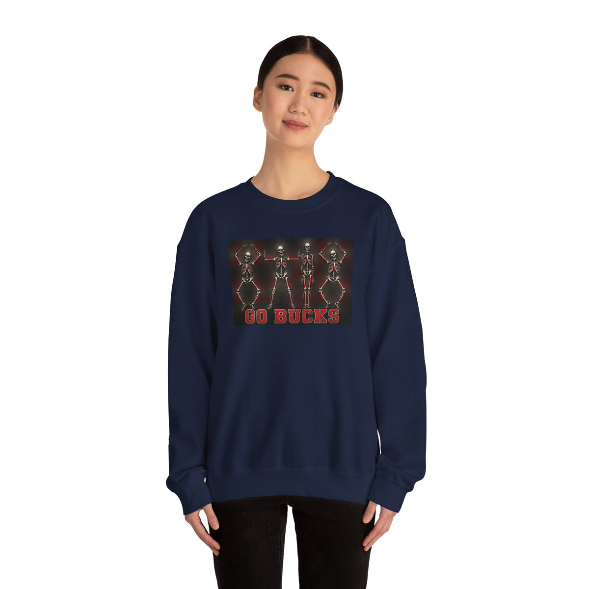 Crewneck Sweatshirt — 'Go Bucks' Dance Skeletons Graphic