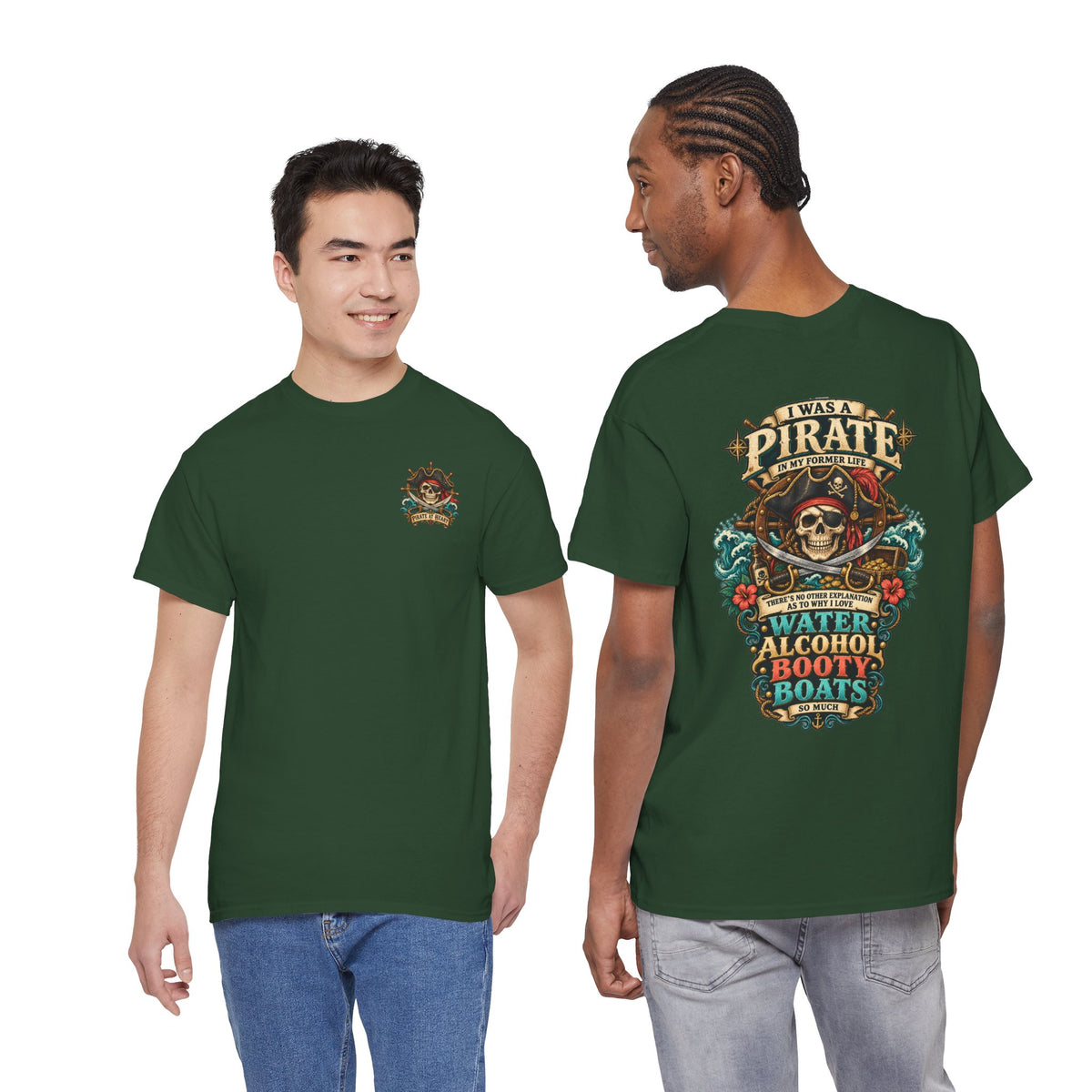 Pirate Skull Tee — "I Was a Pirate" Nautical Skull, Water • Alcohol • Booty • Boats Graphic T‑Shirt
