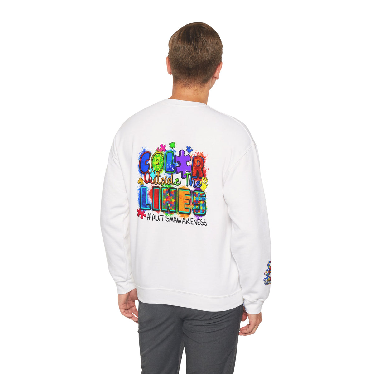 Autism Awareness Crewneck Sweatshirt — Color Outside the Lines Design